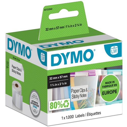 Dymo etiket 57x32mm multifunctioneel verwijderbaar