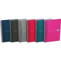 Oxford office essentials spiraalschrift, 180 bladzijden, ft a5, geruit 5 mm, geassorteerde kleuren 5 stuks