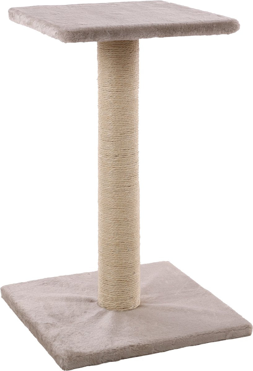 Flamingo krabpaal – scolette grijs ecru – 38x38x60 cm – compacte krabpaal met sisal touw ligplateau – krabmeubel voor kittens katten – modern design