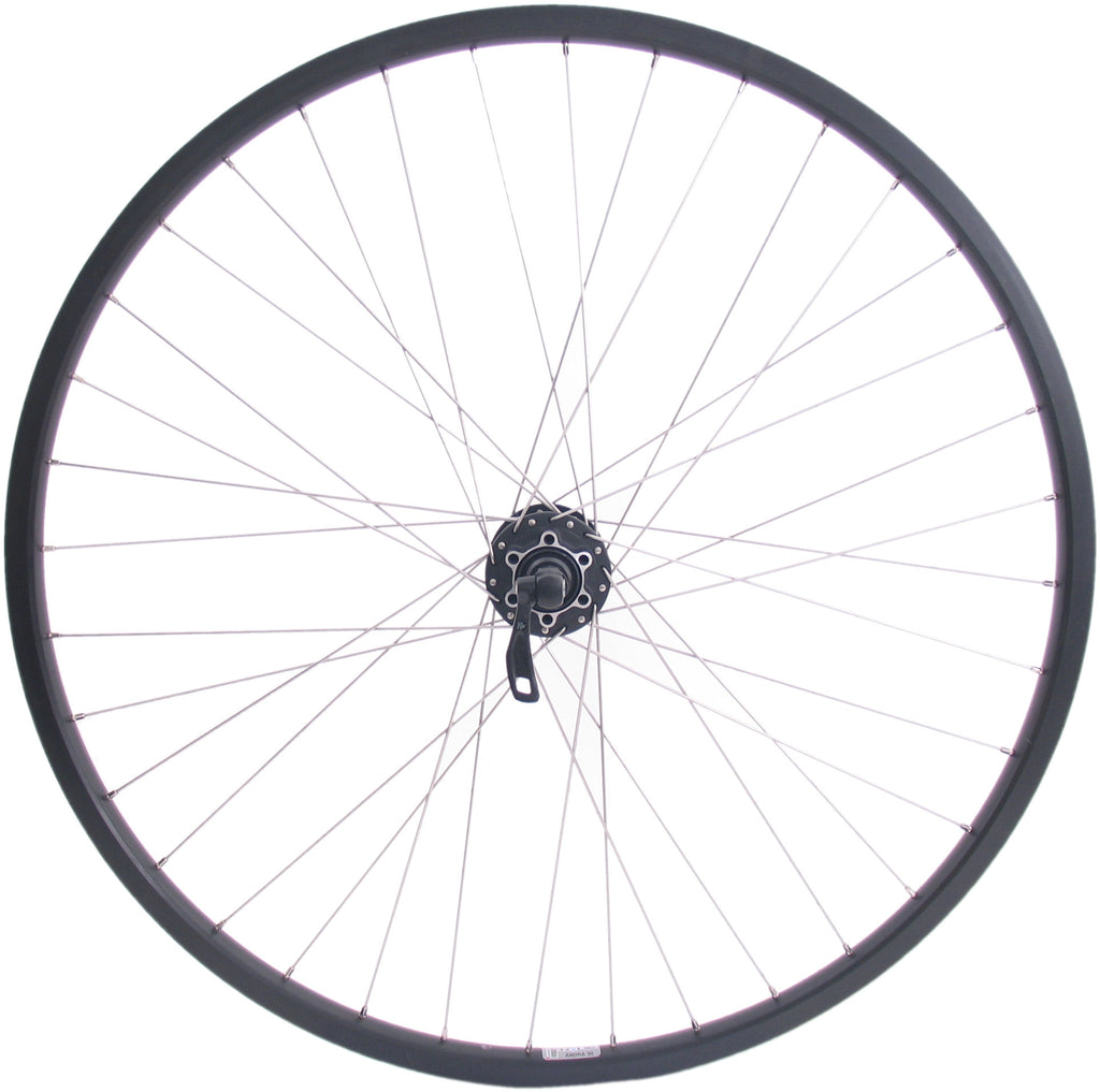 Hinterrad 26 559x19C Ryde Andra 30 Felge mit Shimano FH-M525 8-, 9- und 10-fach Nabe für 6-Loch-Bremsscheibenaufnahme – schwarz
