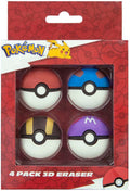 Van der meulen ottosimon pokémon gummen set - 4 stuks - kleurrijke pokéball gummen.