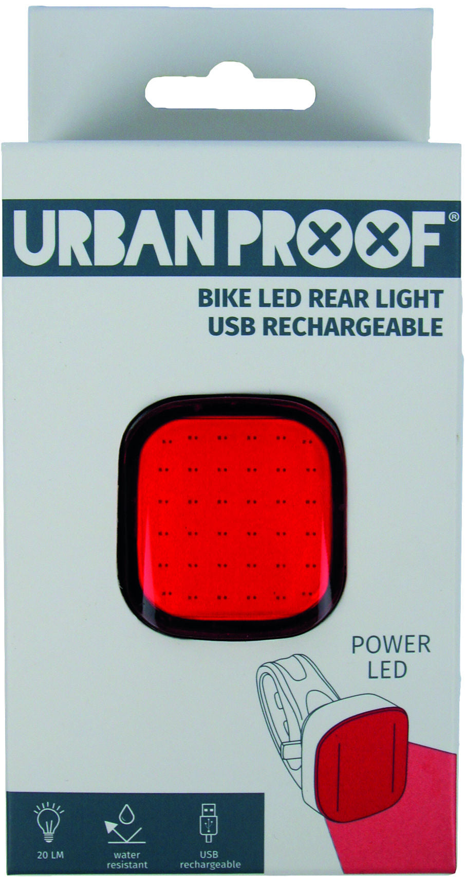 LED-Rückleuchte, robust, leistungsstark, quadratisch – USB-aufladbar