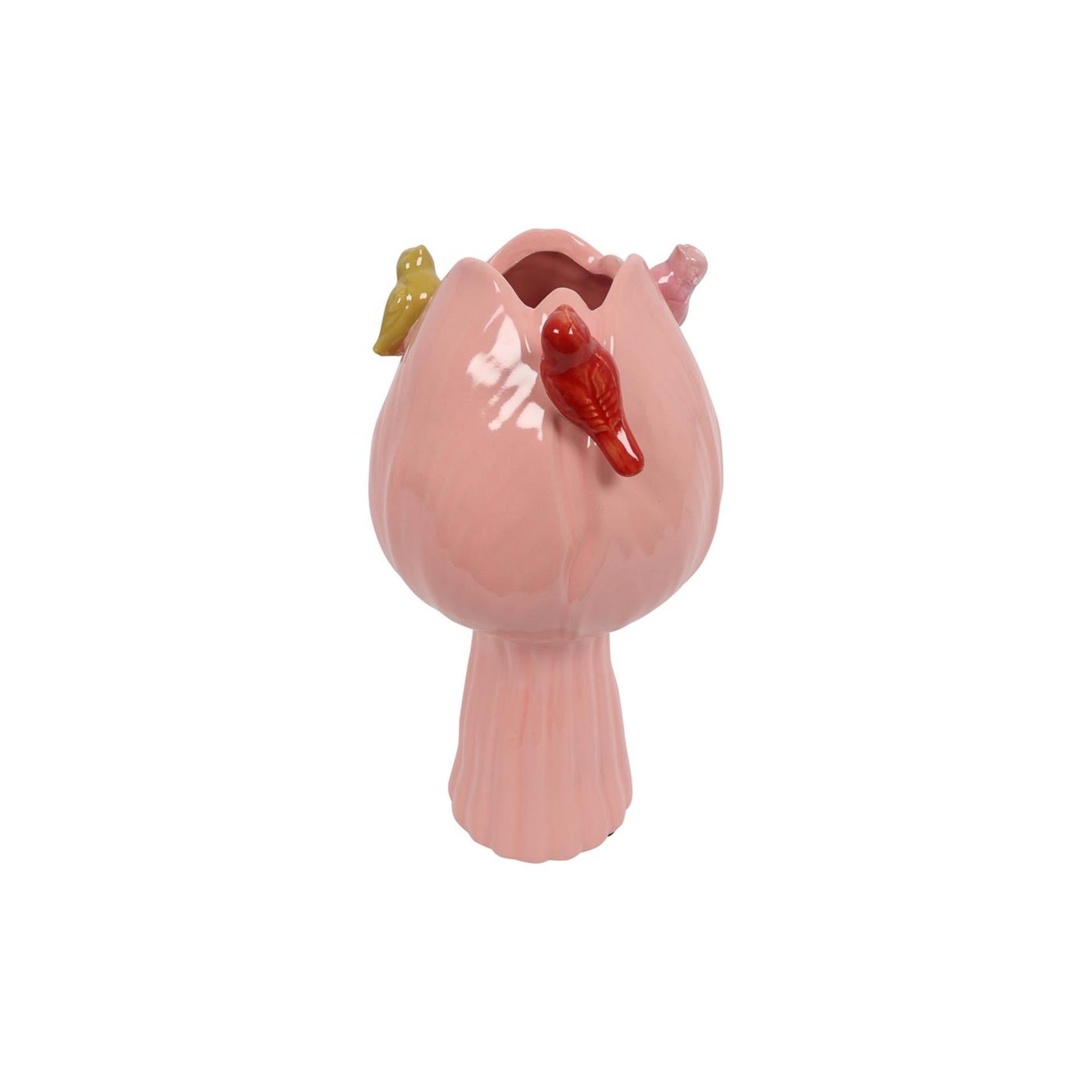 Countryfield vaas tulp met vogels s roze ø11cm