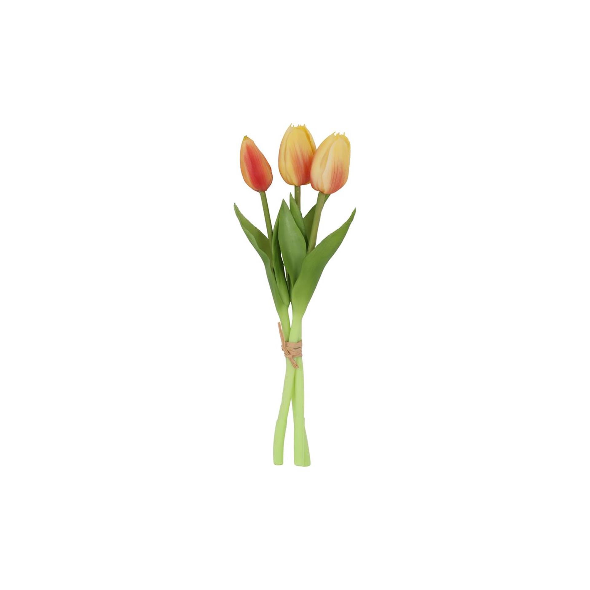 Countryfield kunstboeket tulpen geel oranje 29cm