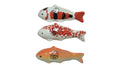 Vis porselein 3 assortie kleuren l.11cm x w.3.3cm x h.4cm