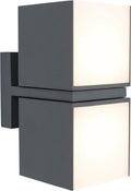 Lutec cuba - wandlamp voor buiten - 2 roteerbare lichtkoppen - aluminium armatuur - led - 1000 lumen - 3000k warm wit licht - donkergrijs