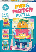 Ravensburger mix match puzzel grappige monsters - 3 x 24 stukjes - kinderpuzzel