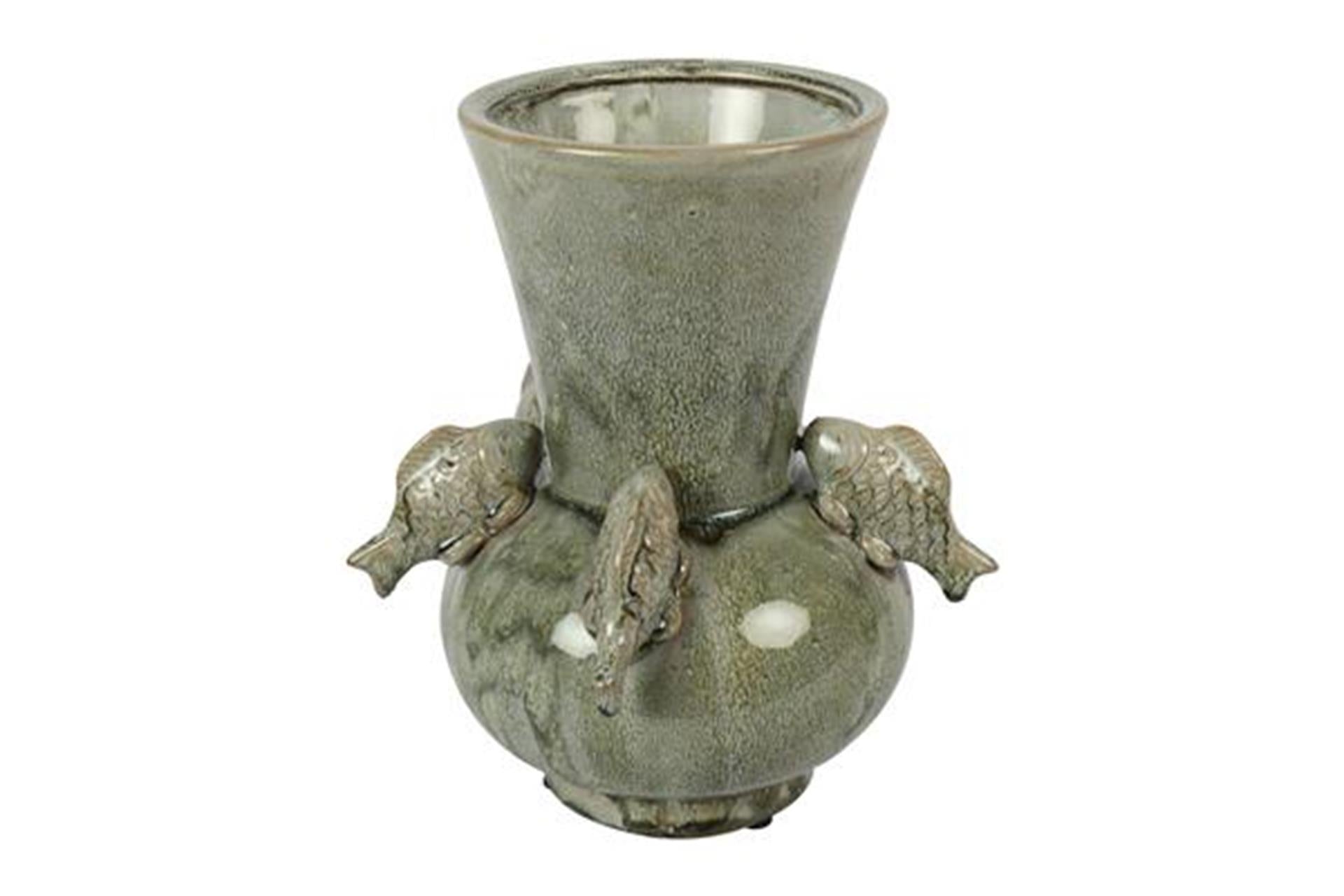 Countryfield vaas vissen groen h24,5cm