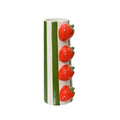 Decoris vaas dolomiet 10.5cm x w.7.8cm x h.20.7cm groen streep met 3d aardbeien