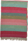 Bloomingville - plaid isnel - 160x130cm - groen, roze, blauw gestreept - gerecycled katoen