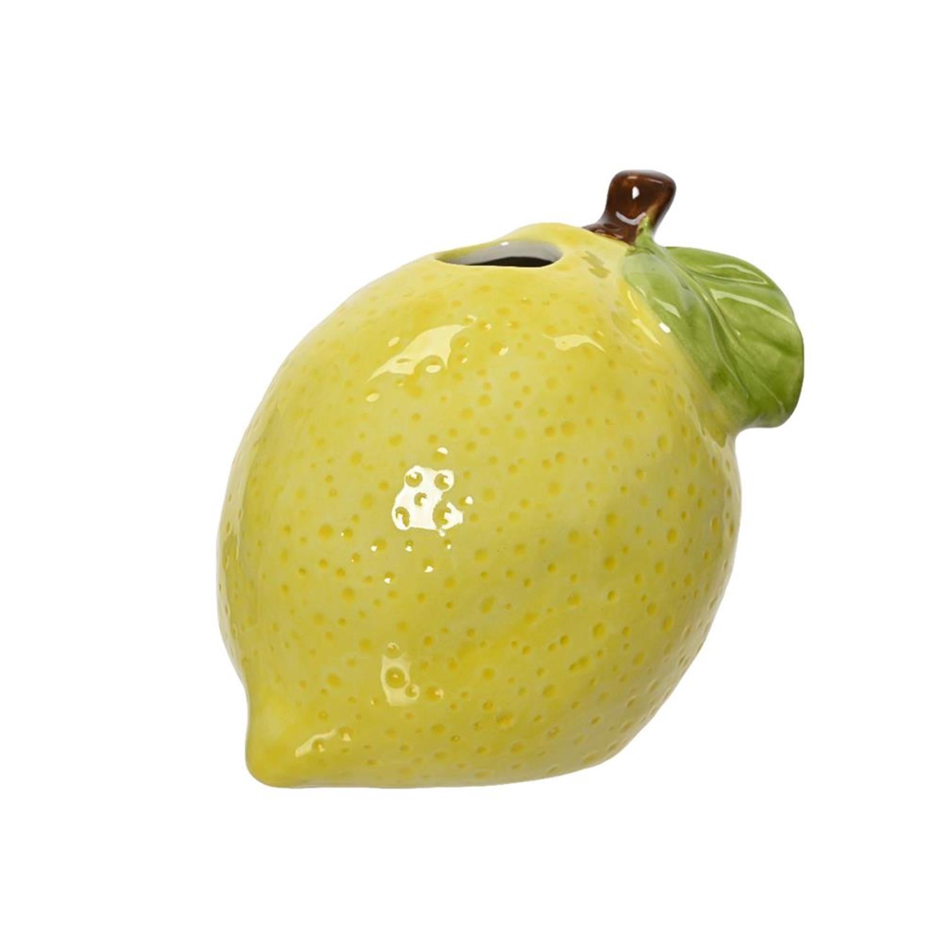 Decoris vaas citroen porselein h10,5cm geel