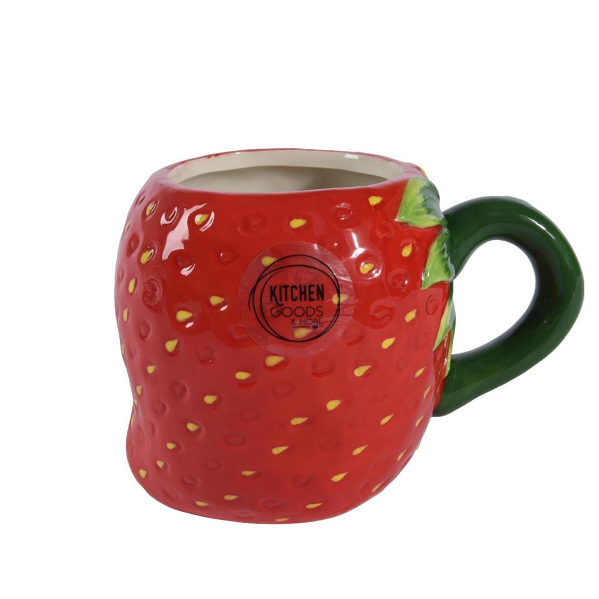 Decoris beker aardbei 14x9,5x10cm aardewerk
