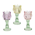 Decoris theelichthouder glas tulp ø7x16cm pastel