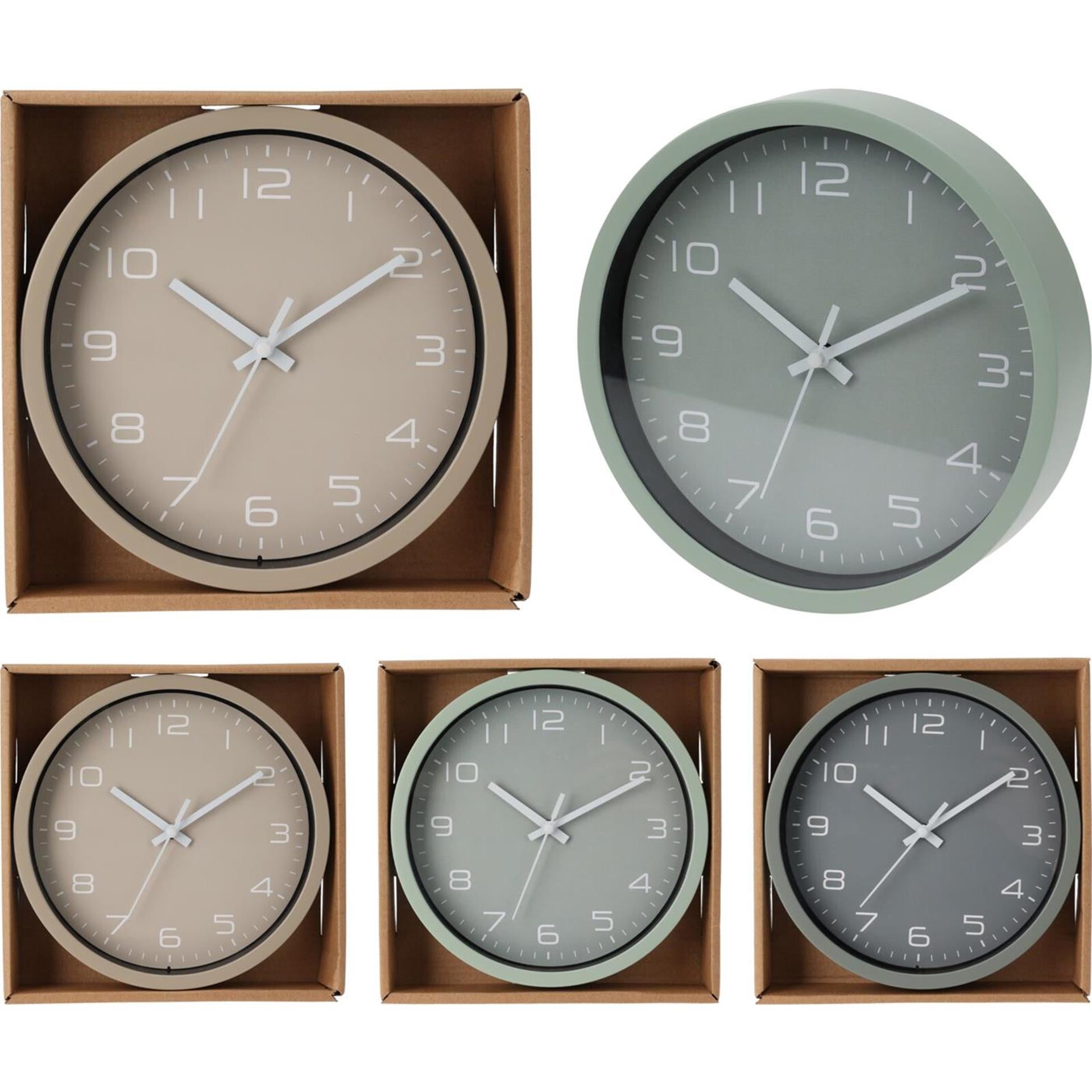 Home styling wandklok ø20cm groen grijs of taupe