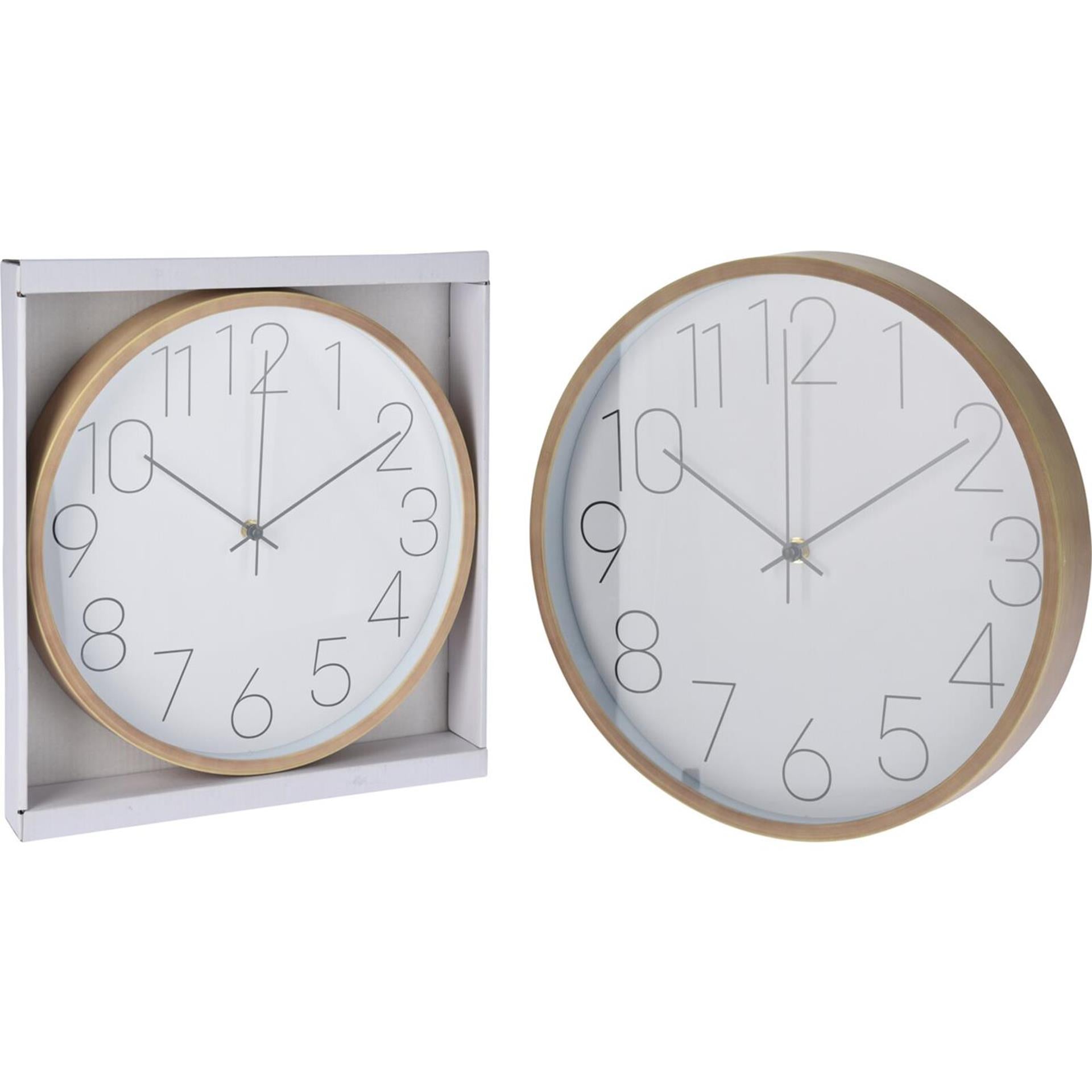 Wandklok houtlook 30,5x4cm