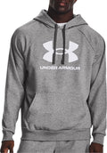 Under armour ua rival fleece logo hd-gry heren sporttrui - castlerock light heather - wit