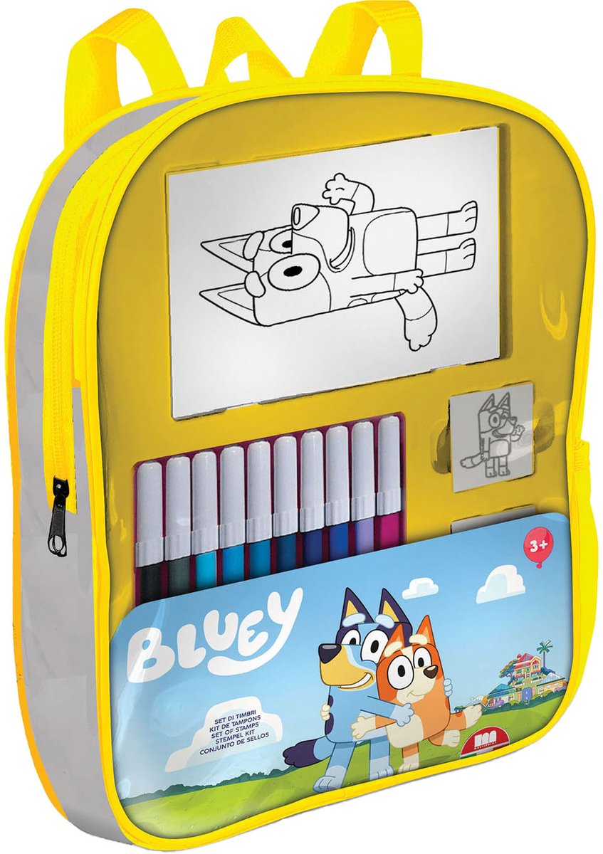 Multiprint Bluey Rucksack mit Stempeln und Filzstiften