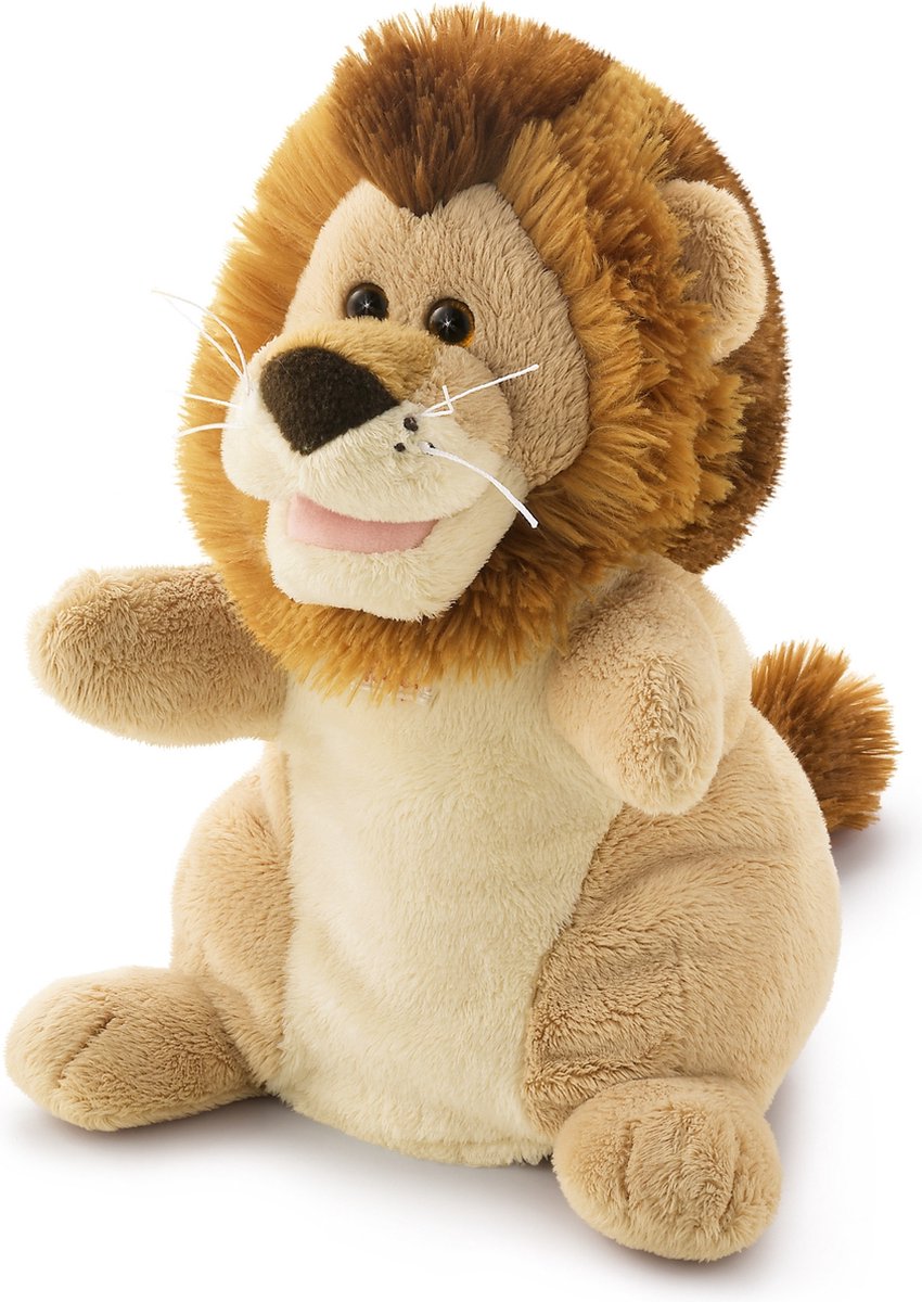 Trudi - puppets handpop leeuw 25 cm - handgemaakt in italie - zacht pluche - knuffeldier voor jongens en meisjes - beige - 16x25x15 cm maat s