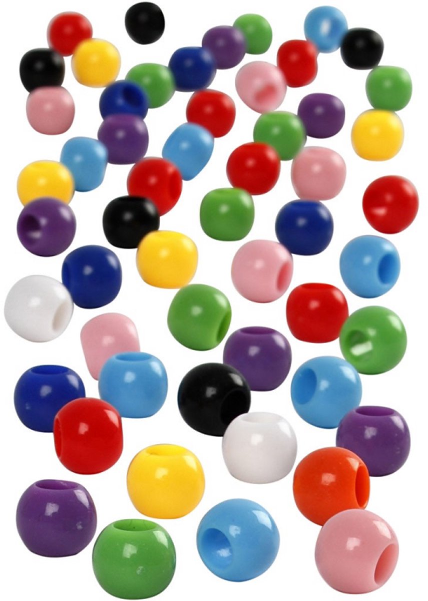 Creativ company cc pony beads, dia. 8 mm, hole size 4 mm, ca. 2280 pc, assorted colours, 415 g, 700 ml 1 tub