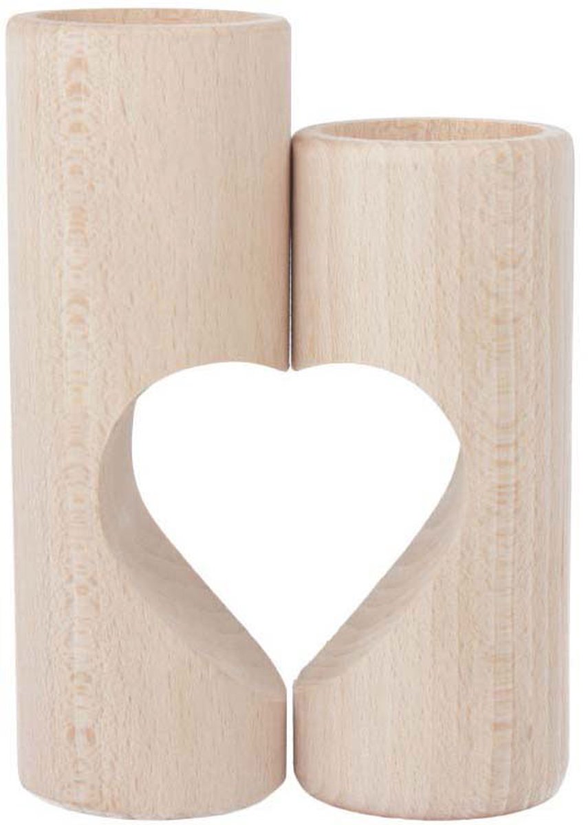Playwood Teelichthalter aus Holz in Herzform, 2-teilig.