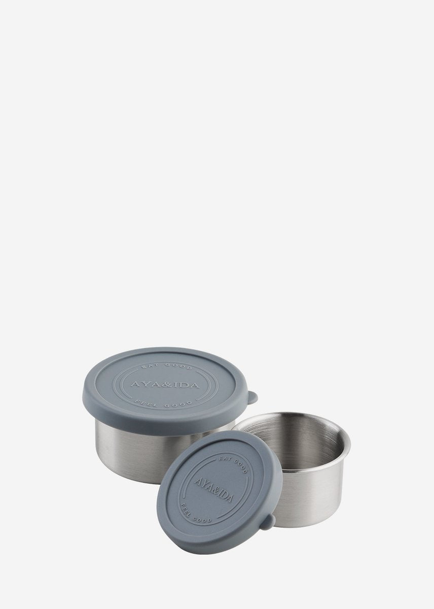 Aya ida aya ida - set snack containers - lunchbox - pillendoosje - set voedselcontainer - granola container - 100ml + 200ml - dark grey