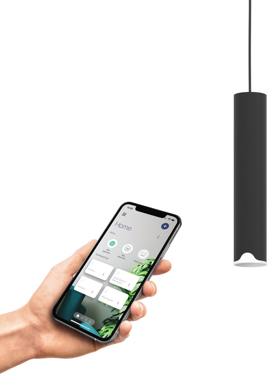 Eglo connect.z balamorta-z smart hanglamp - led - ø 5,5 cm - zwart wit - instelbaar rgb wit licht - dimbaar - zigbee
