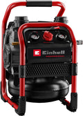 Einhell accu compressor silenzzo 18 160 solo - power x-change - 18 v li-ion - max. 8 bar - 6 l tank - olievrij - 59 db (stiller dan normale compressoren) - zuigvermogen 160 l min - excl. accu en lader
