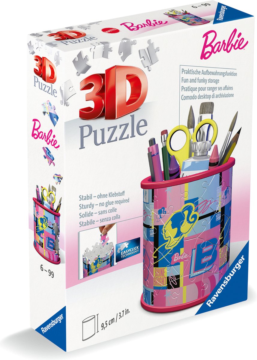 Ravensburger 3D Puzzle Stiftehalter Barbie, 54 Teile.