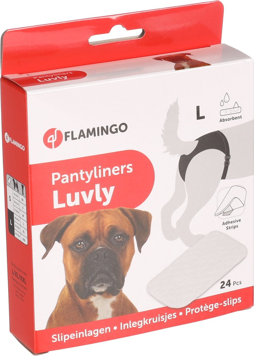 Flamingo inlegkruisje hond – loopsheidbroekje hond – luvly wit l – 24 stuks – voor loopsheid comfort l