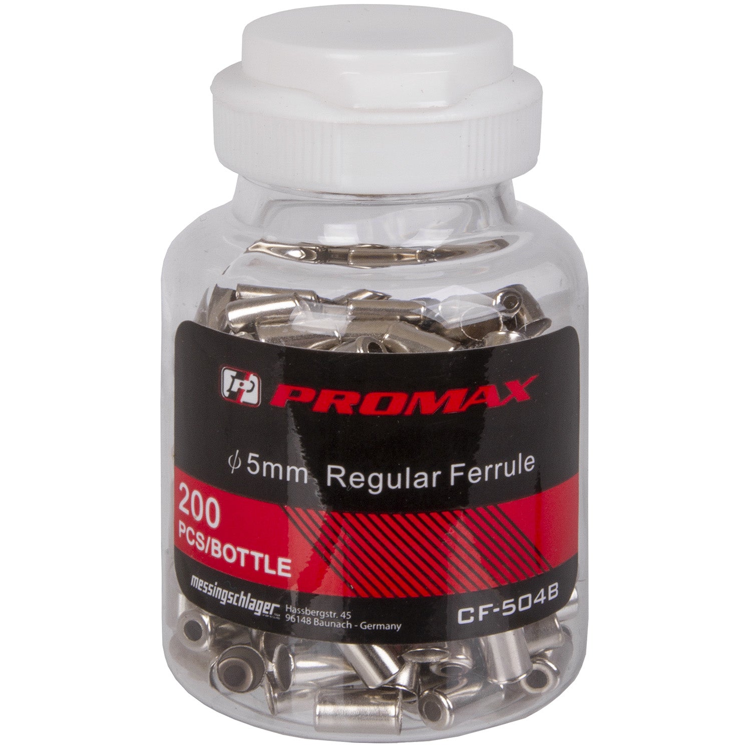 Promax Metall-Kabelendhülsen ø5 mm für Schaltzüge (200 Stück) – Silber