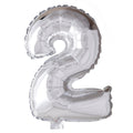 Globos cijfer ballon nummer '2' zilver folie 40cm geschikt voor helium