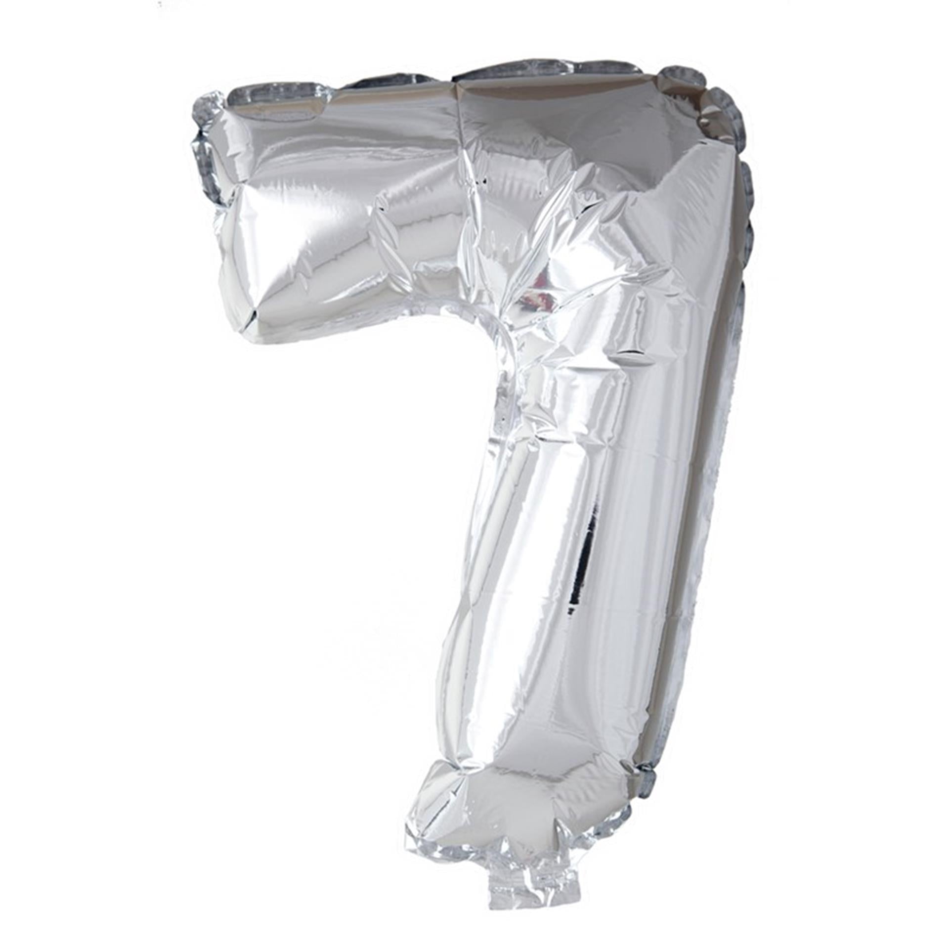 Globos folie ballon nummer '7' zilver 40cm