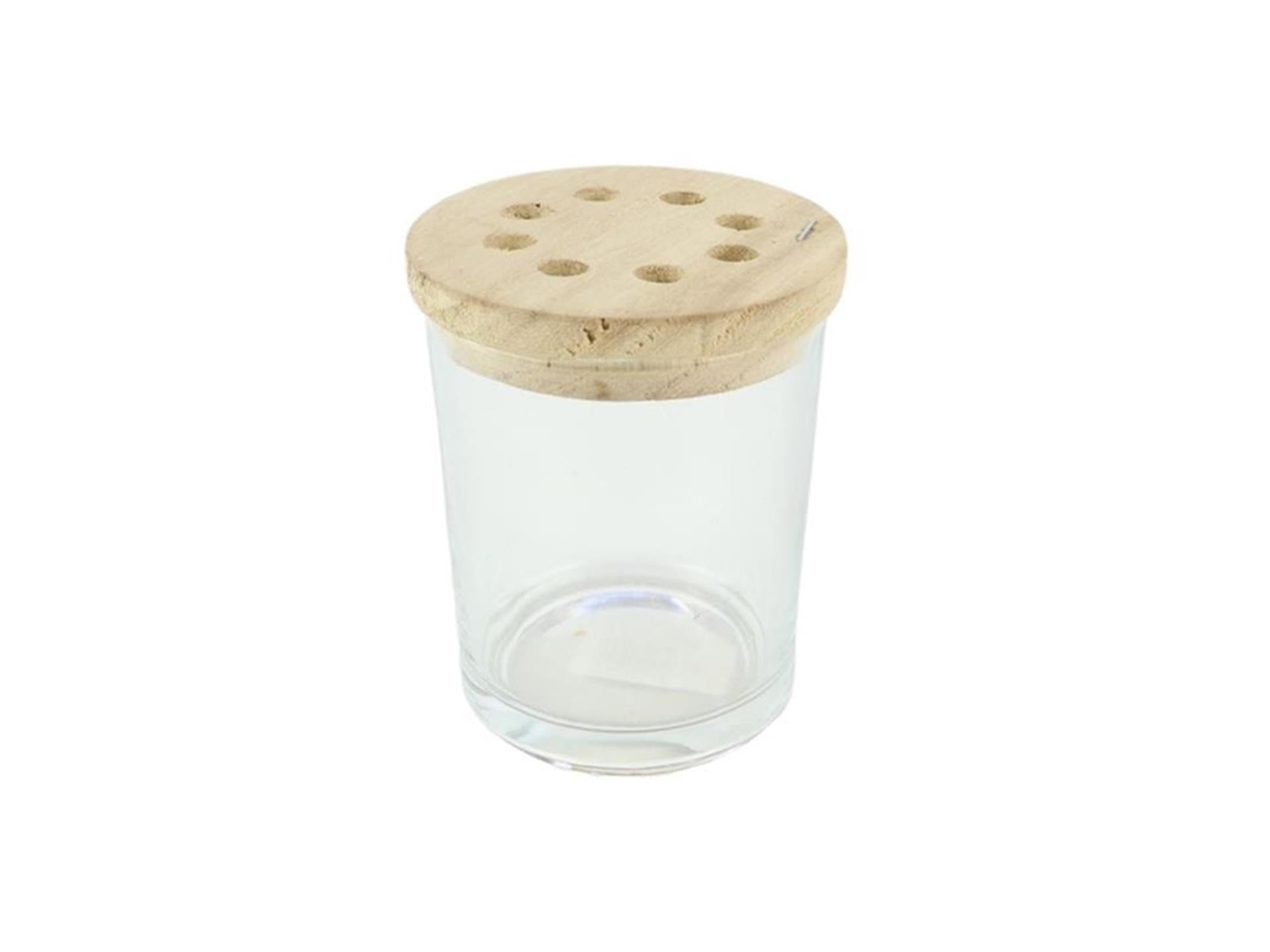 Hbx natural living vaas met schikdeksel ø9,2xh7,5cm helder