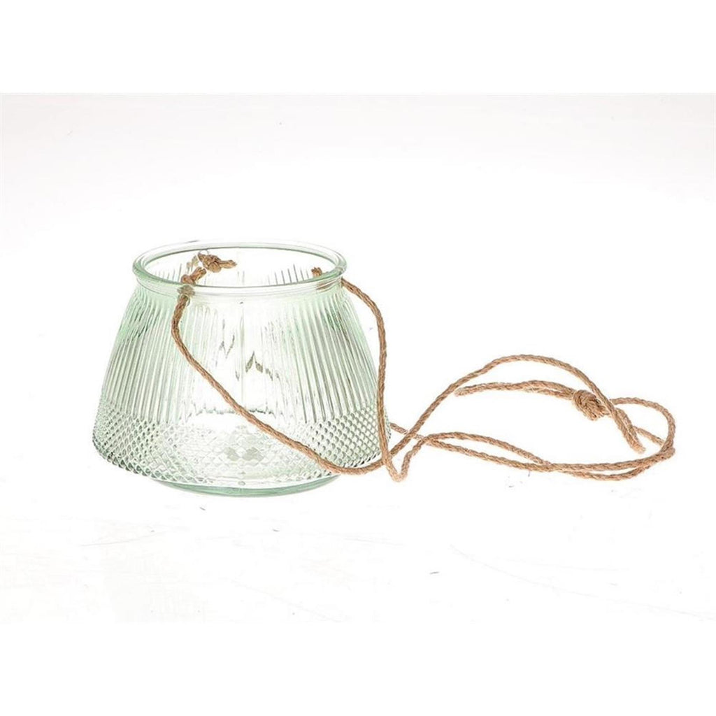 Hbx natural living hangende windlicht lines ø11xh15cm groen