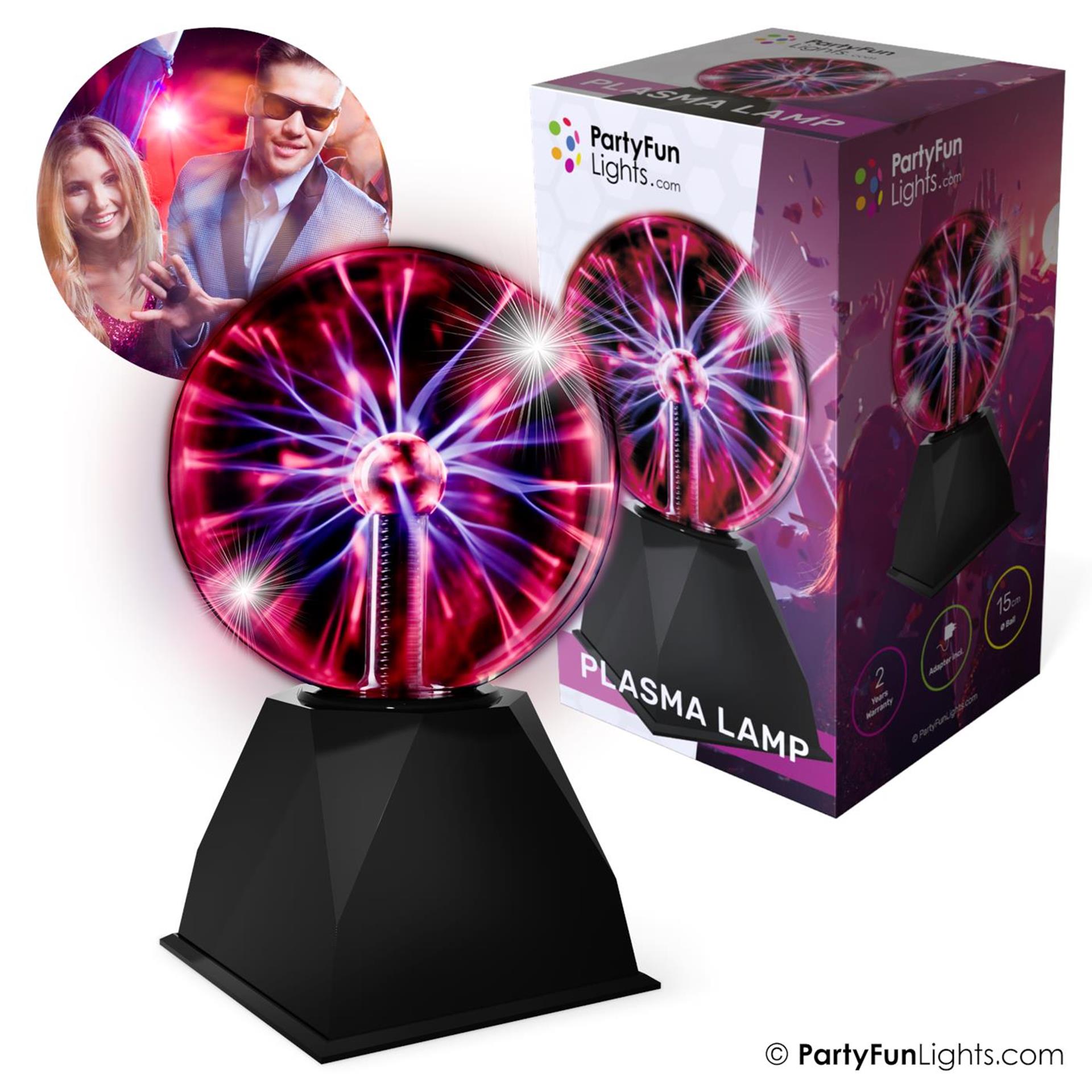 Partyfun lights partyfunlights - plasma bol lamp - reageert op aanraking - reageert op geluid - incl. adapter