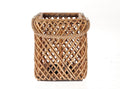 Hbx natural living hbx living lantaarn sentio met glas van gras 20x20x25cm bruin