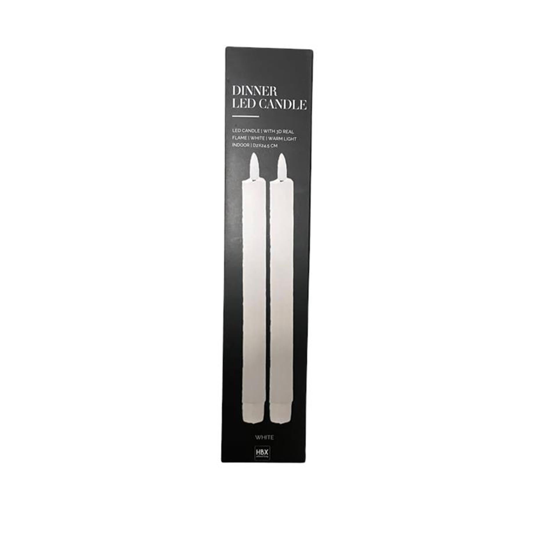 Hbx natural living dinerkaars led vlam 24.5cm wit