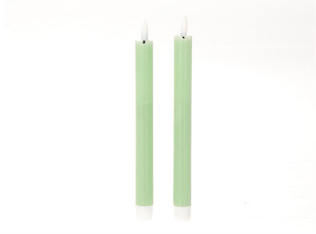 Hbx natural living led dinerkaarsset met vlam effect dia2x24,5cm groen