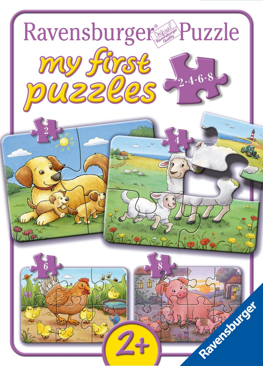 Ravensburger Puzzle – Meine ersten Puzzles – 4-in-1 Bauernhoftierfamilien
