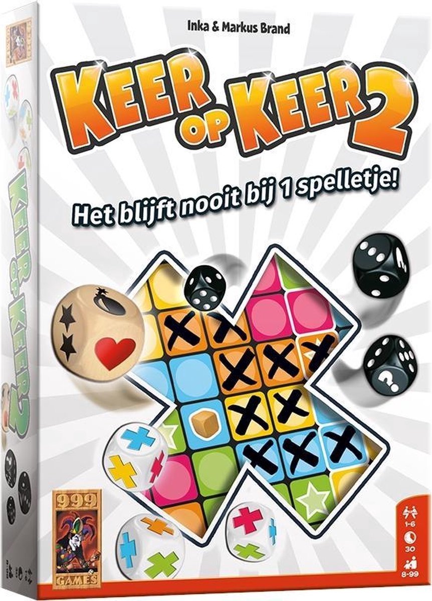 999games 999 games - keer op keer 2 - dobbelspel - met nieuwe dobbelstenen en mogelijkheden - gezelschapsspel - familiespel - klein cadeautje