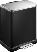 Eko - e-cube pedaalemmer 12 liter - stainless steel plastic - zwart glanzend, mat rvs - prullenbak