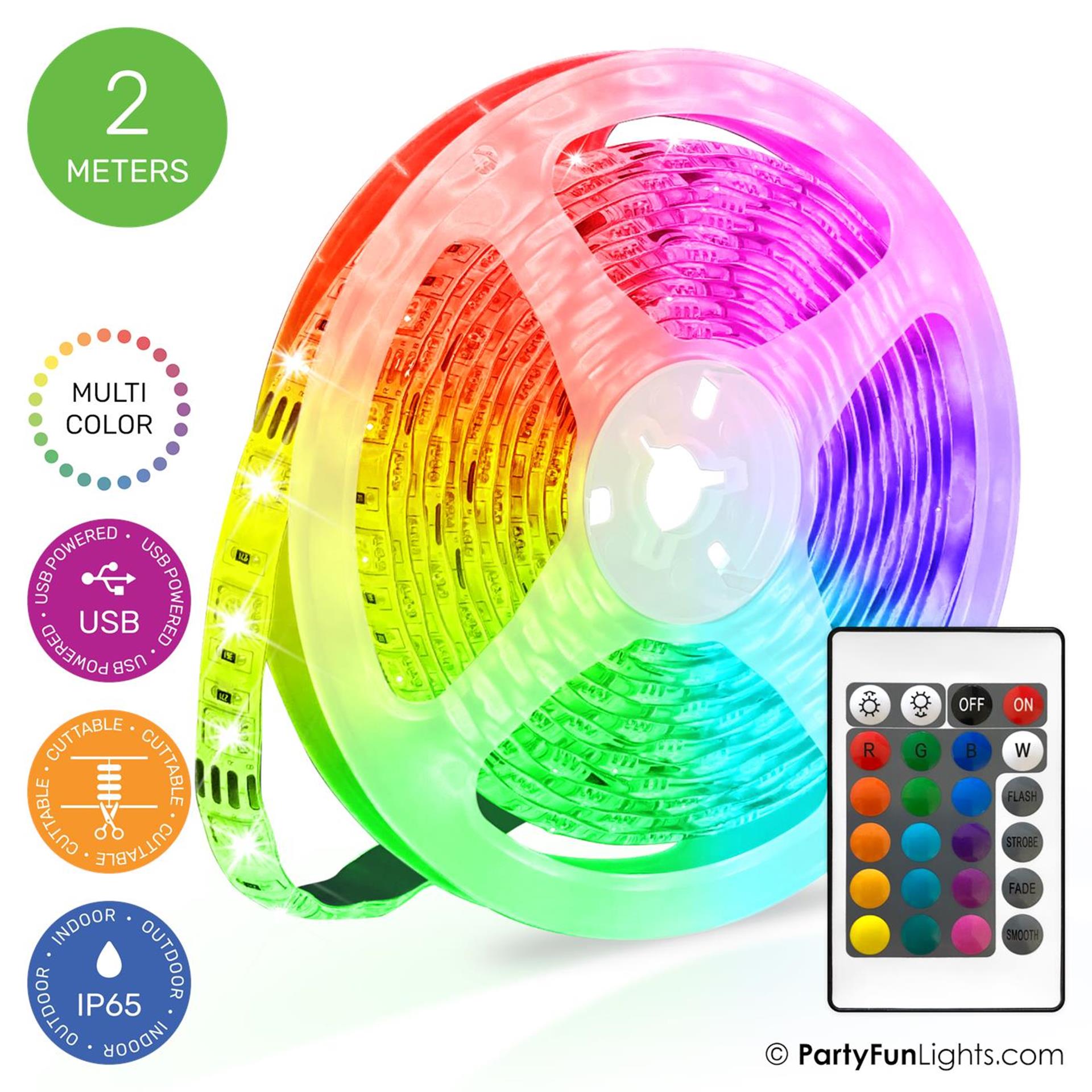 Partyfun lights led strip usb 2meter ip65