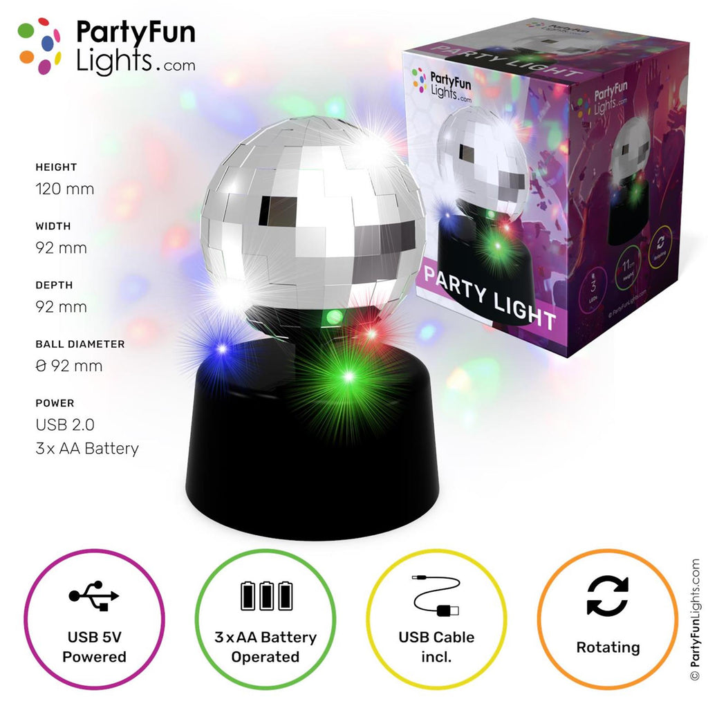 Partyfun lights tafellamp mini mirror disco led roteren