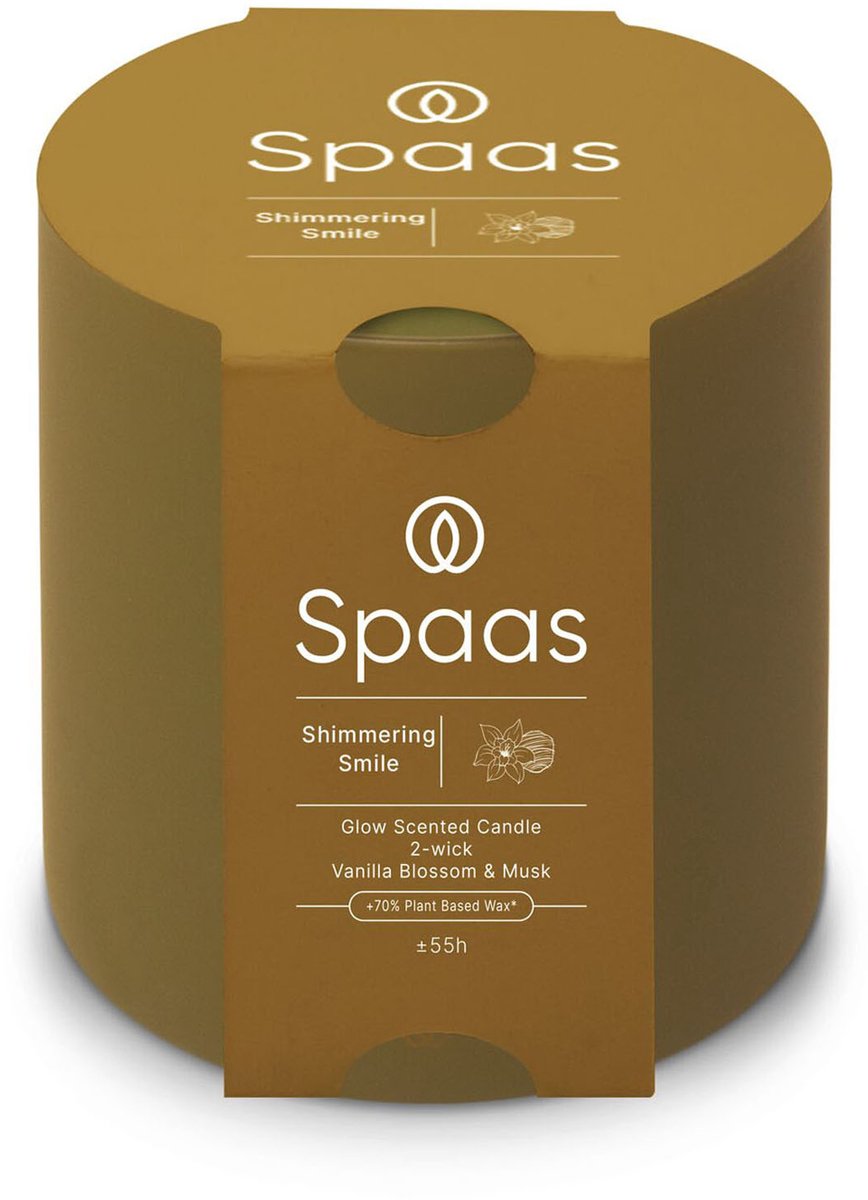 Spaas glow geurkaars 2-wiek vanillebloesem en muskus ± 55 branduren