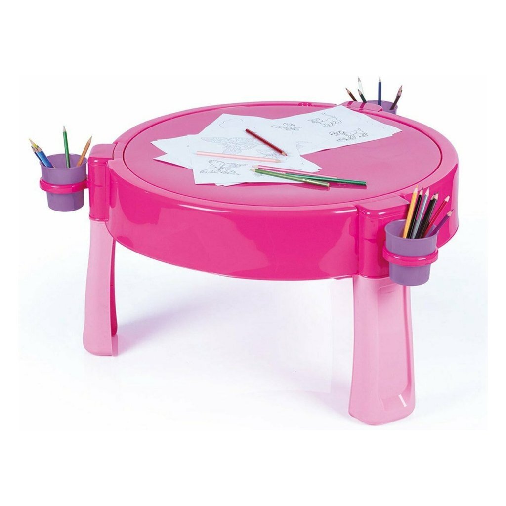 Dolu 2-in-1 Wassertisch/Sandtisch mit Zubehör, rosa, 98 x 98 x 77 cm