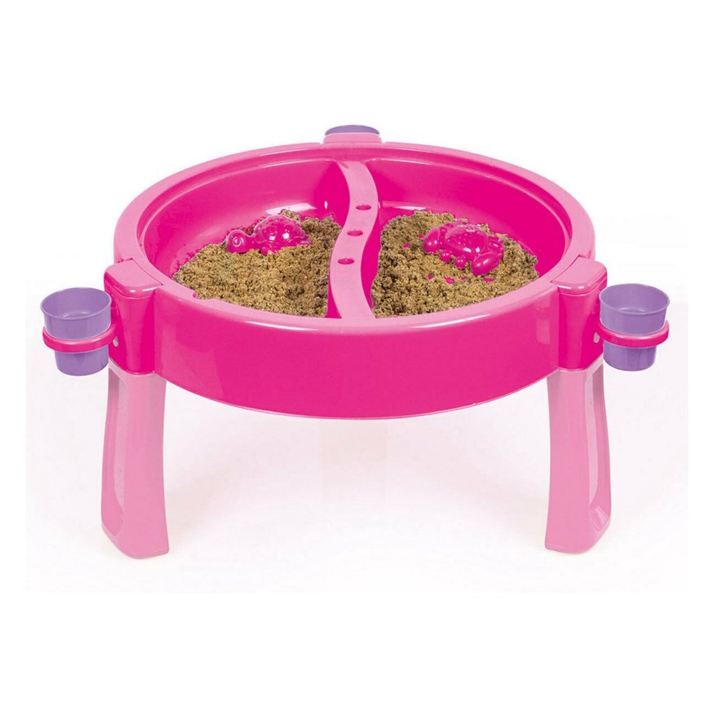 Dolu 2-in-1 Wassertisch/Sandtisch mit Zubehör, rosa, 98 x 98 x 77 cm
