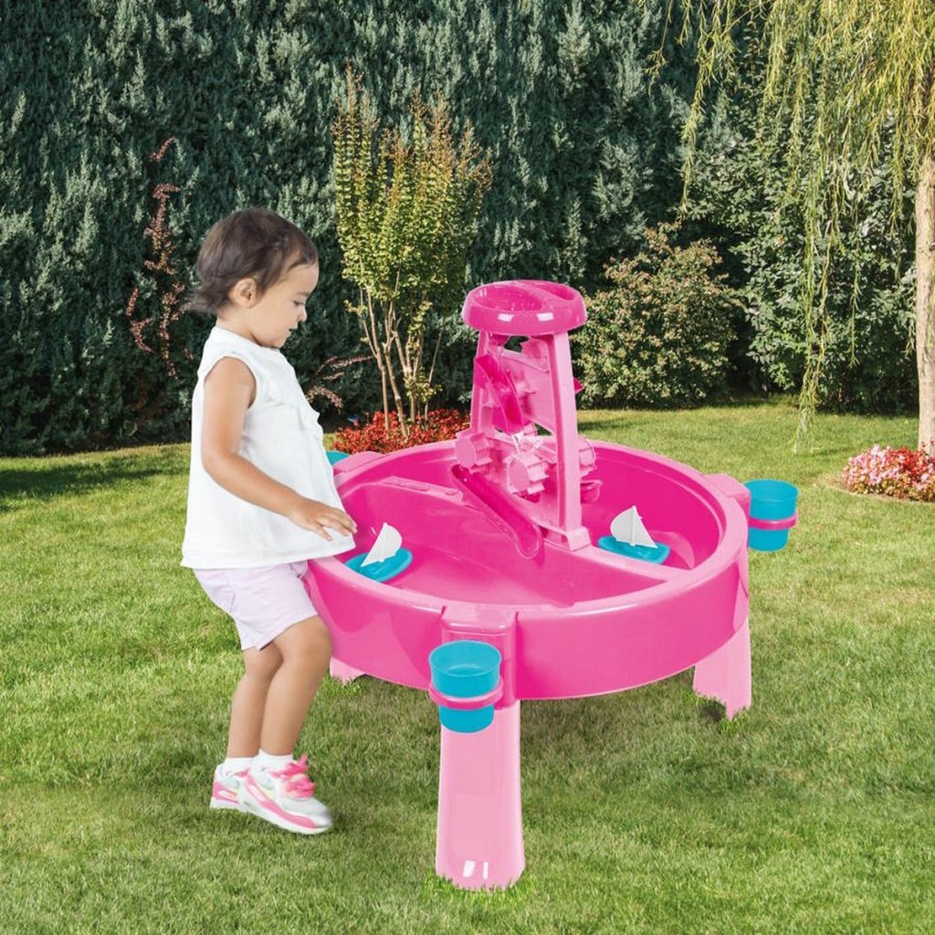 Dolu 2-in-1 Wassertisch/Sandtisch mit Zubehör, rosa, 98 x 98 x 77 cm