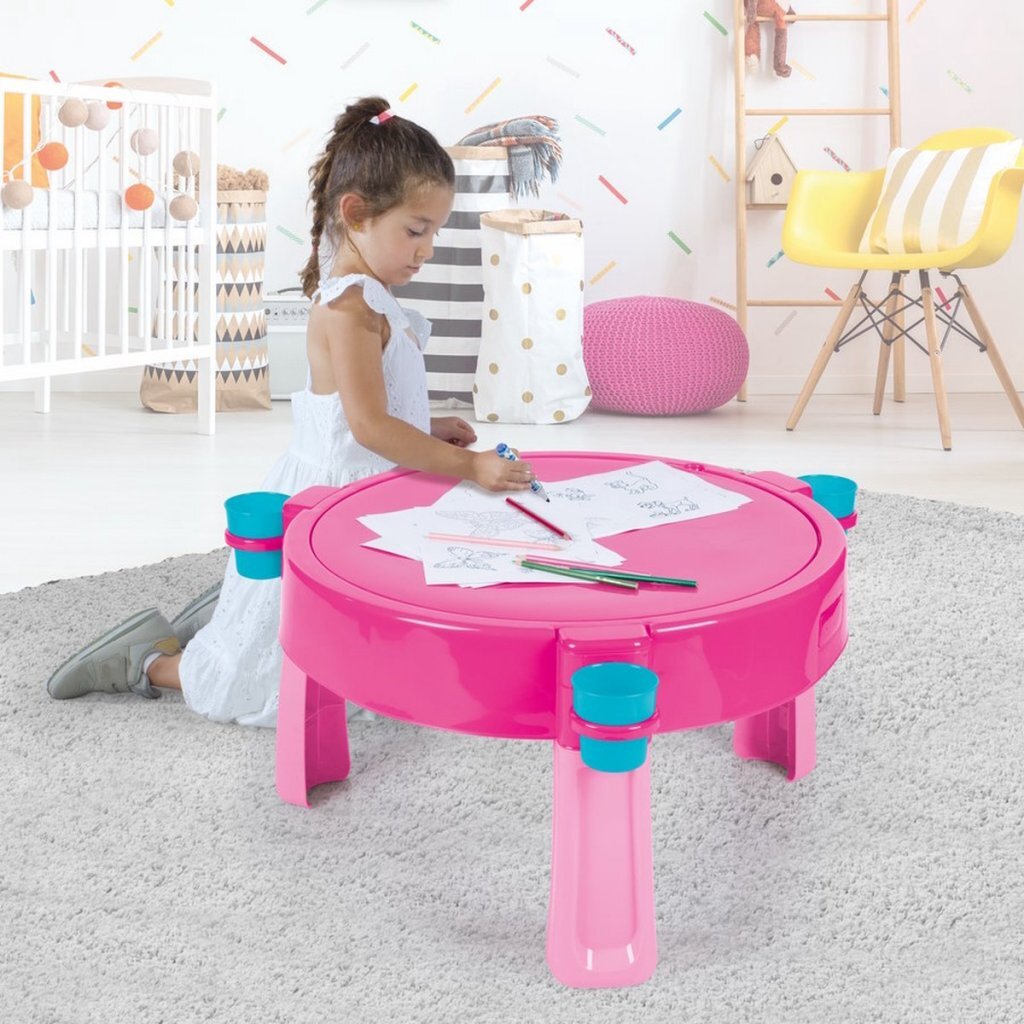 Dolu 2-in-1 Wassertisch/Sandtisch mit Zubehör, rosa, 98 x 98 x 77 cm