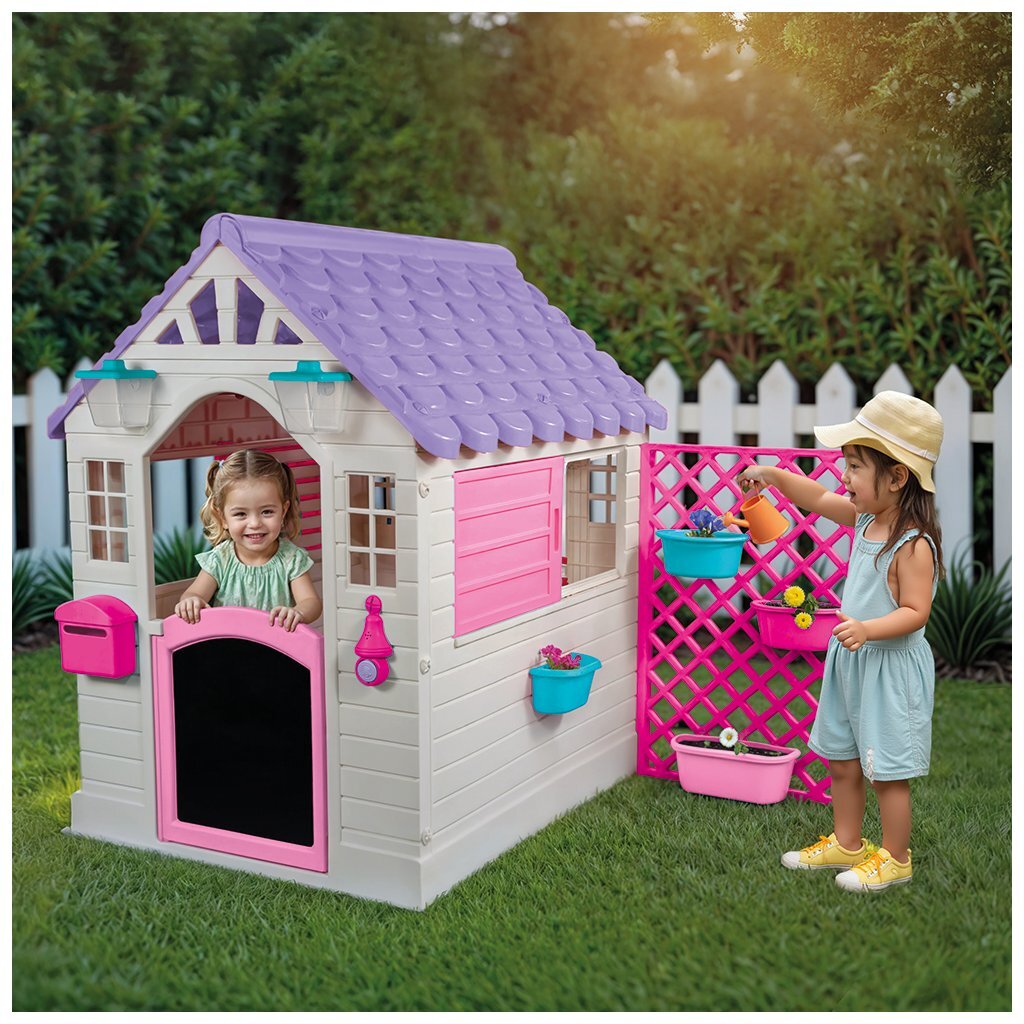 Dolu tuin speelhuis met accessoires roze paars 140x127x107.5 cm
