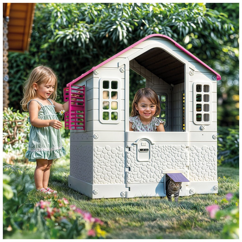 Dolu speelhuis wit roze 109x95x87.5cm